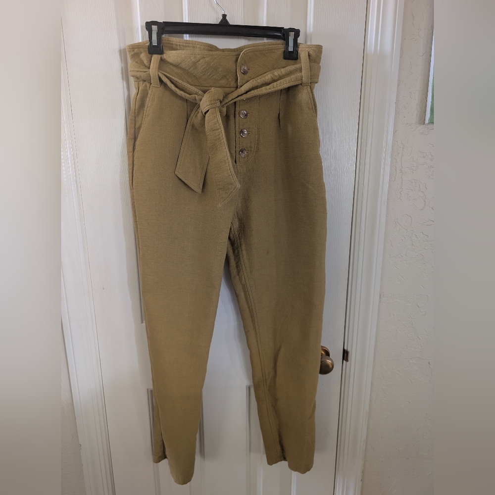 High-Waist Paper bag Sezane Pants in Mustard